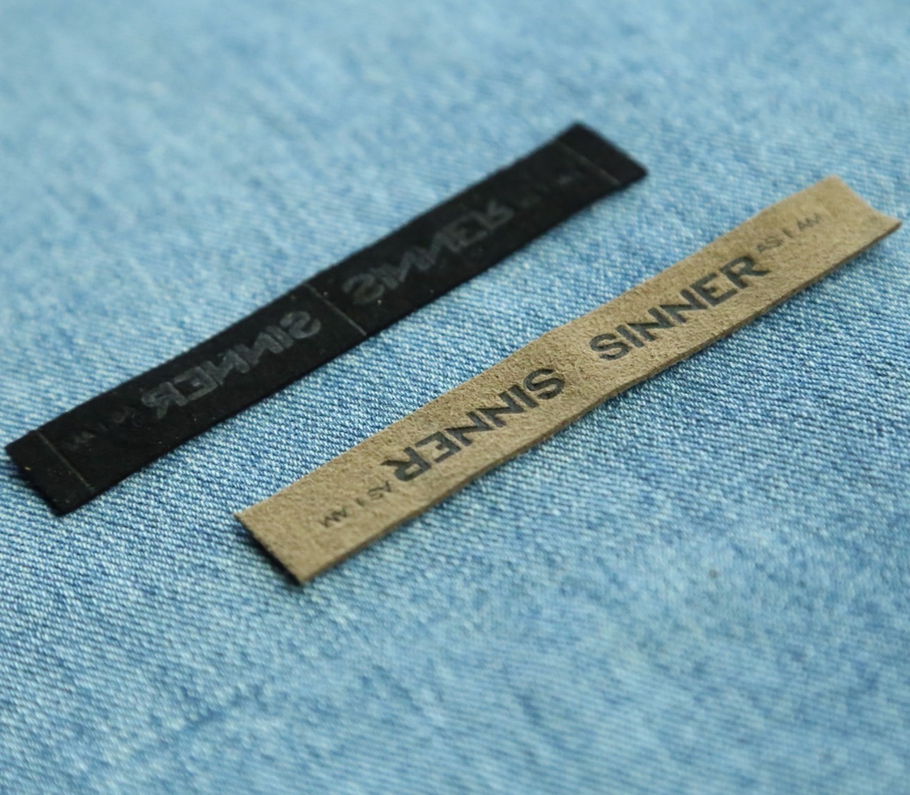Debossed custom logo suede leather patch