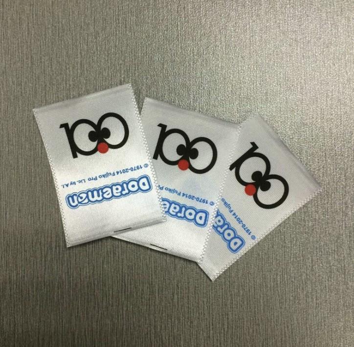 Garment satin printed main label for kids toys