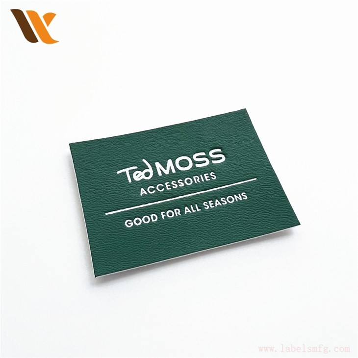Green Color PU Leather Tag Custom Label